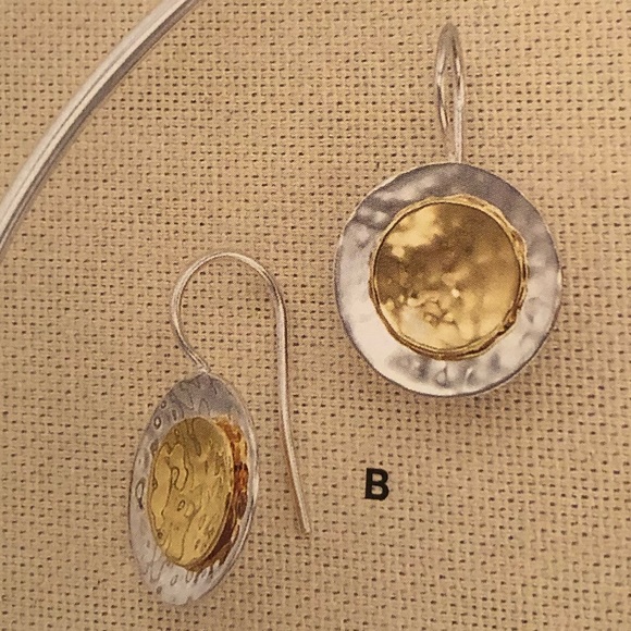 Rare Silpada Sterling Silver 14K Gold Plated Round Disc Earrings W1367 - Picture 5 of 14